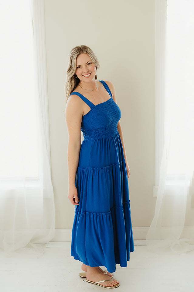 Ocean Blue Tier Grace Midi  Ella Mae's Boutique