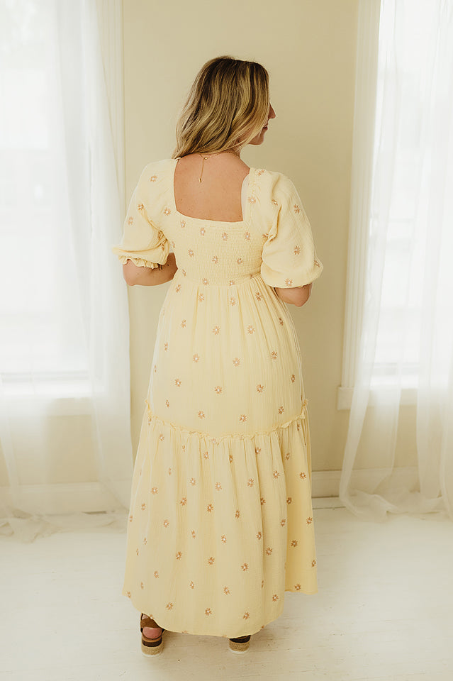 yellow embroidered maxi dress Glamorous Sweetie Yellow One-Shoulder Floral Embroidered Maxi Dress, Yellow  M