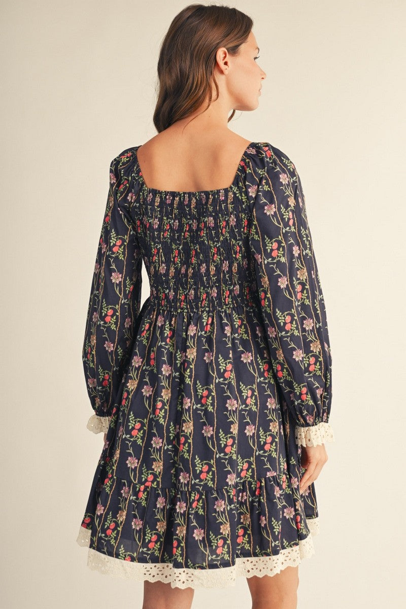Eyelet Edge Floral Smocked Mini Dress – Ella Mae's Boutique