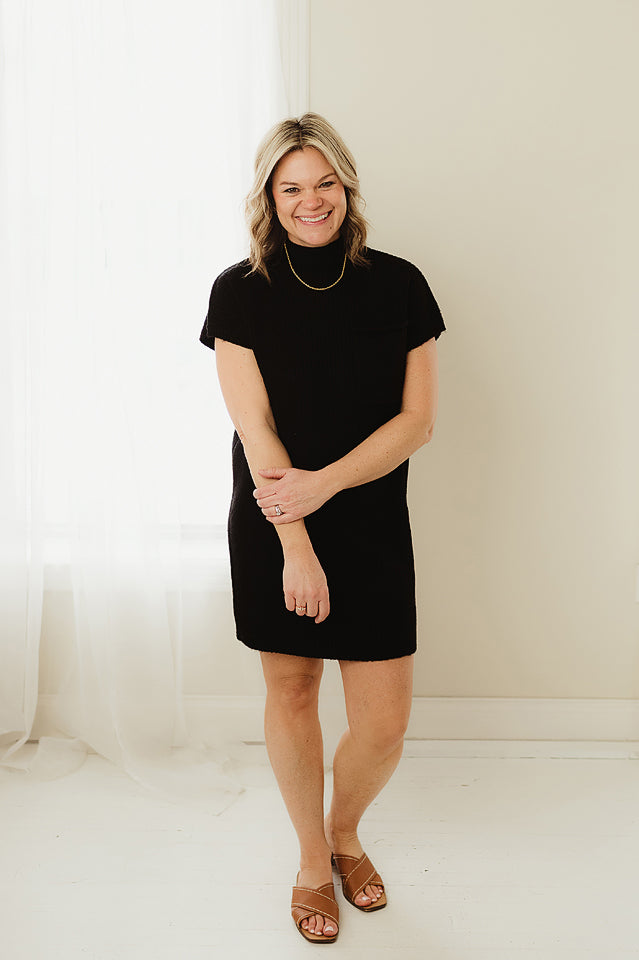 Short Sleeve Sweater Dress - Main Image