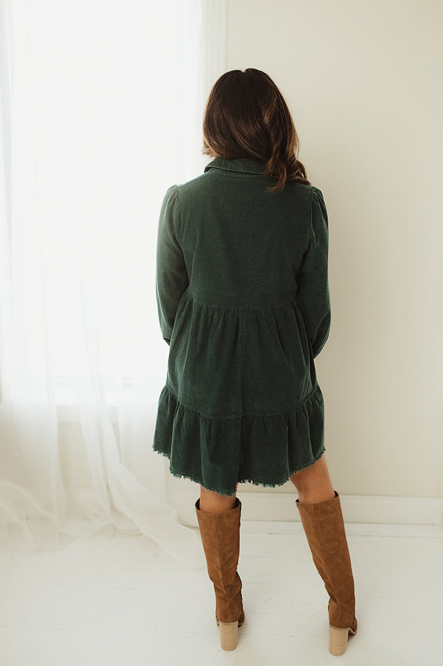 Mineral Wash Corduroy Dress M / Hunter Green Mineral Wash Corduroy Dress M / Hunter Green