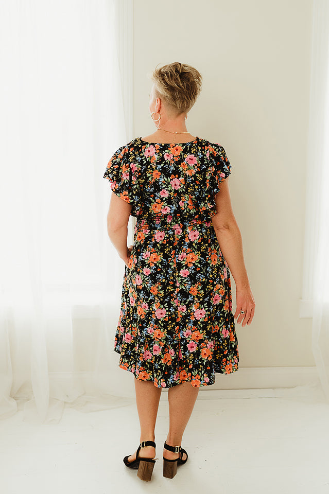 Smocking Waist Fit and Flare Dress