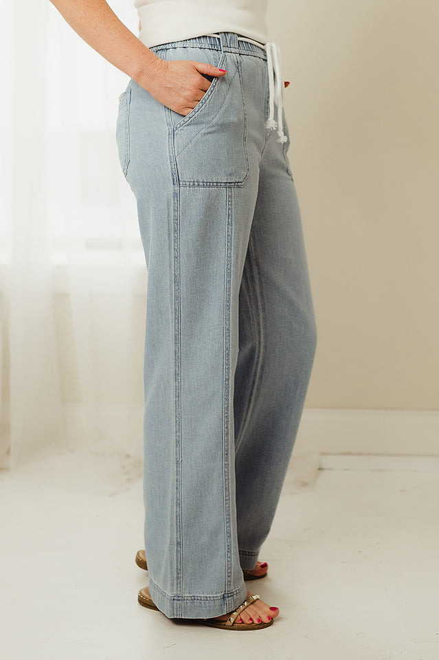 High Rise Straight Pull On Jeans