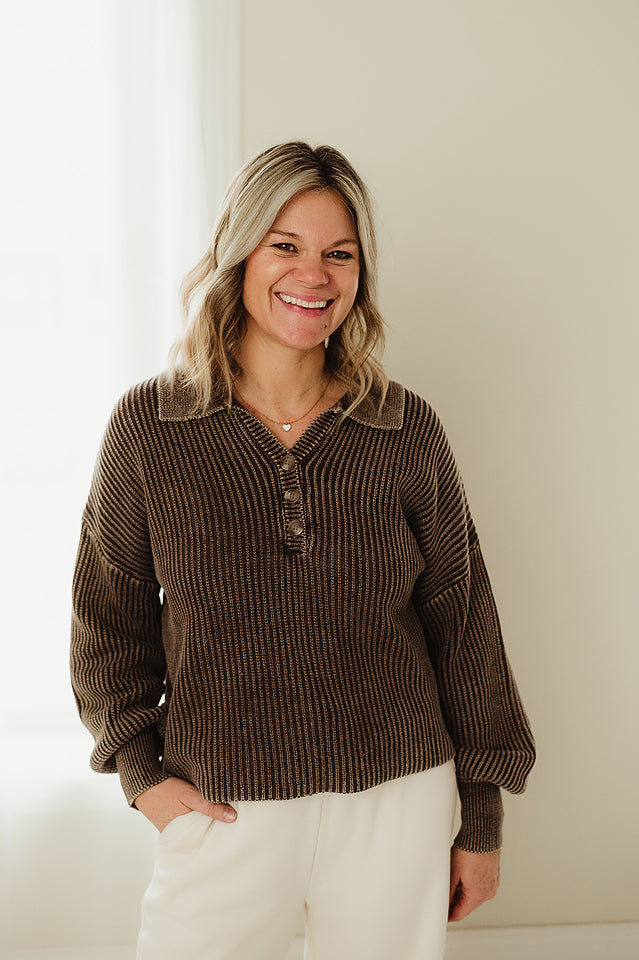henley sweater over dress shirt Long-Sleeve Henley Sweater WINTER White / S