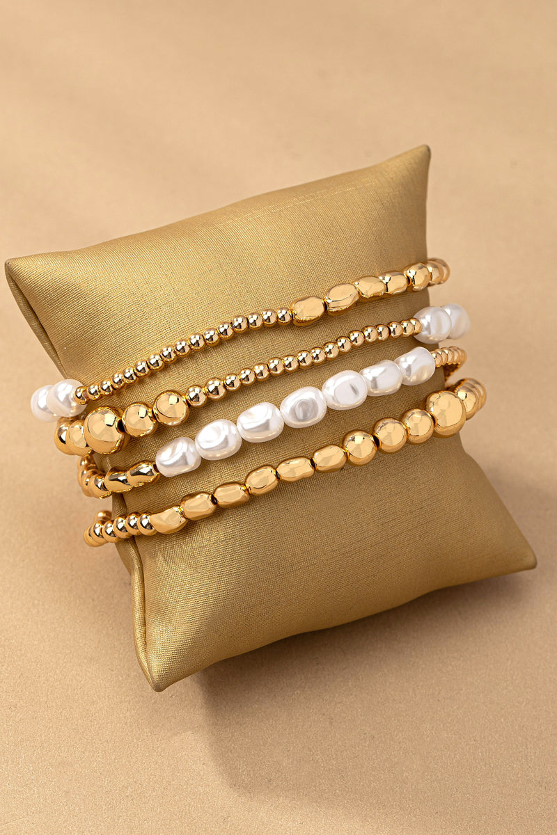 Mixed Bead & Pearl Stretchy Bracelet