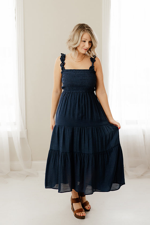 Tiered hem maxi clearance dress