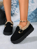 Round Toe Platform Fuzzy Boots