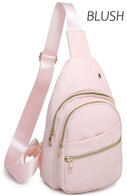 Faux Leather Sling Backpack