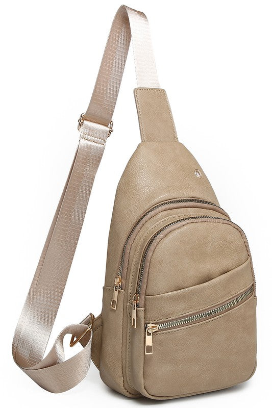 Faux Leather Sling Backpack