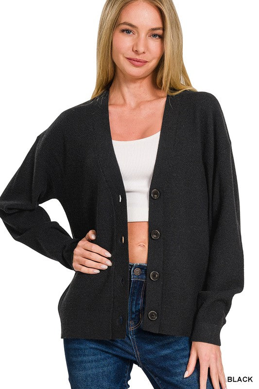 Solid Button Cardigan