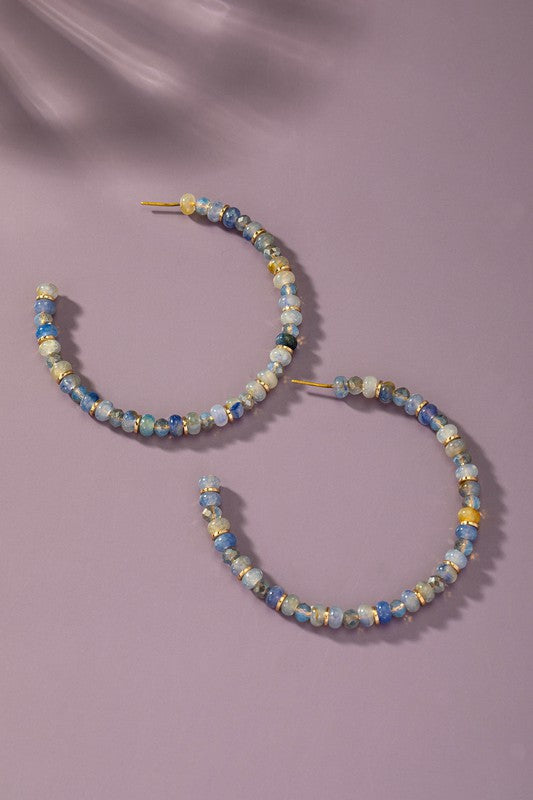 Semi-precious Stone Hoop Earrings
