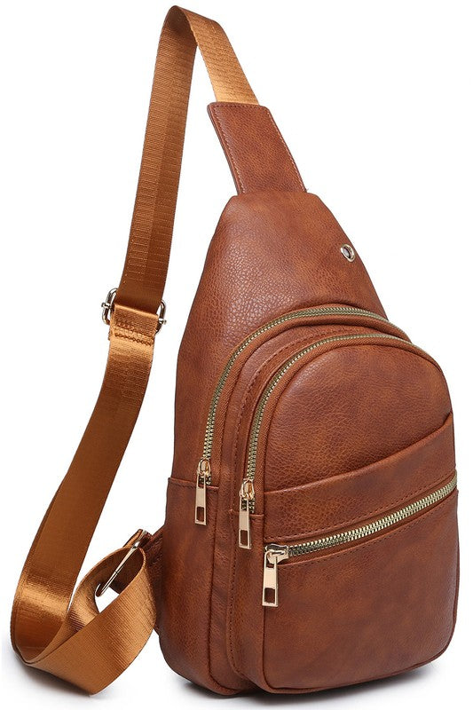 Faux Leather Sling Backpack