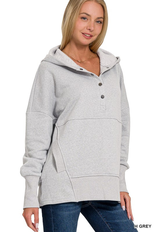 Half Button Fleece Hoodie