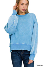 Acid Wash Fleece Oversized Pullover
