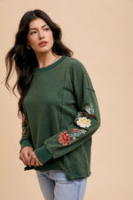 Embroidered Mineral Wash Top