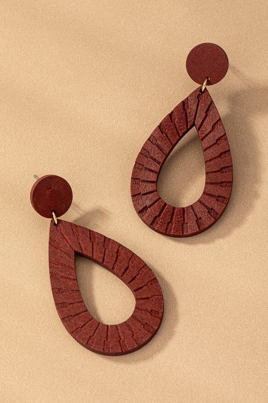 Engraved Wood Earrings
