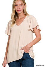 Woven Flutter Sleeve Top