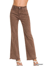 Regular Acid Washed Frayed Bootcut Pants