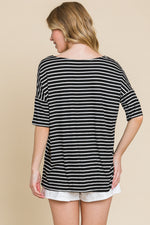 Casual Short Sleeve Stripe Top