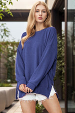 Oversized Wave Rib Long Sleeve Sweatshirt