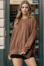 Oversized Wave Rib Long Sleeve Sweatshirt