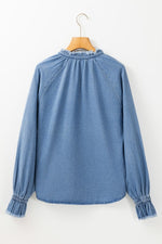 Frilled Hem Denim Top