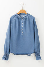 Frilled Hem Denim Top