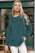 Oversized Wave Rib Long Sleeve Sweatshirt