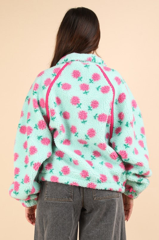 Floral Fleece Zip Up