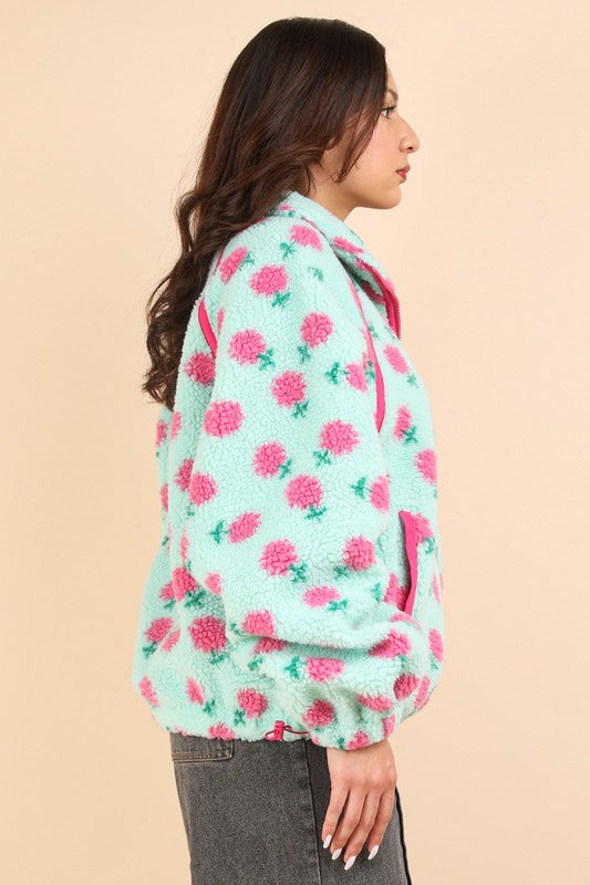 Floral Fleece Zip Up