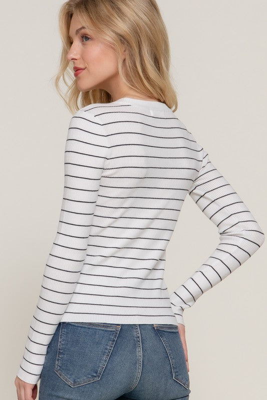 Crew Neck Stripe Sweater