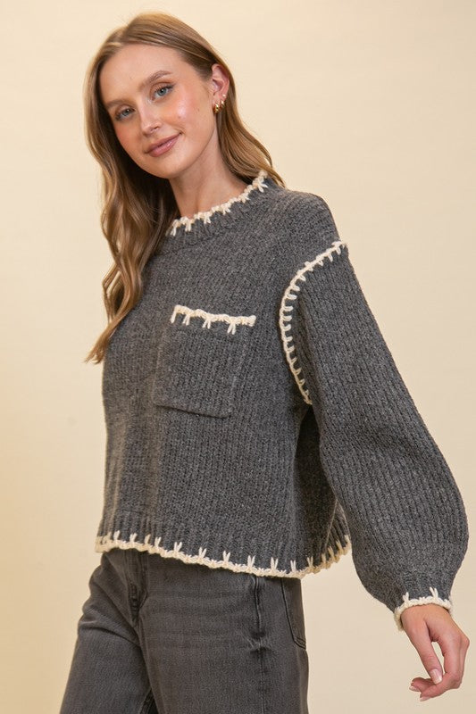 Crochet Trim Sweater