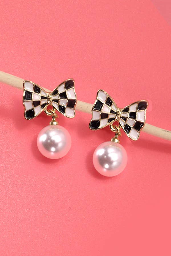 Pearl Checker Earrings