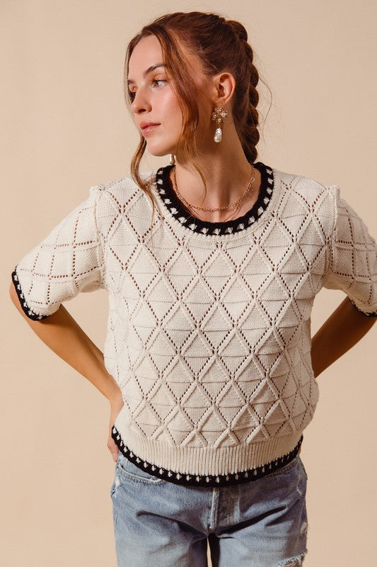 Diamond Pointelle Sweater