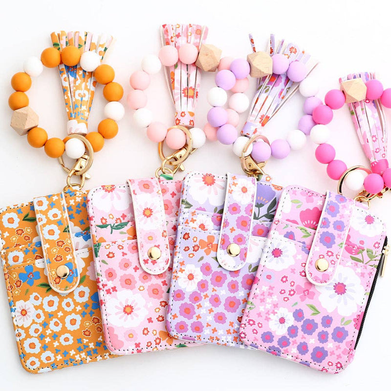 Silicone Beaded Floral Wallet Card Holder