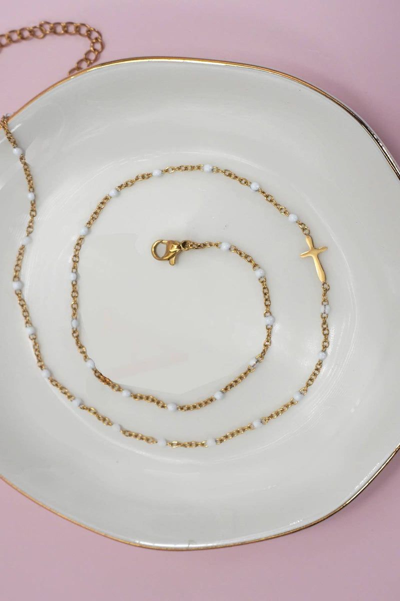 Cherish Beaded Cross Necklace