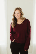 Exposed V Neck Pullover