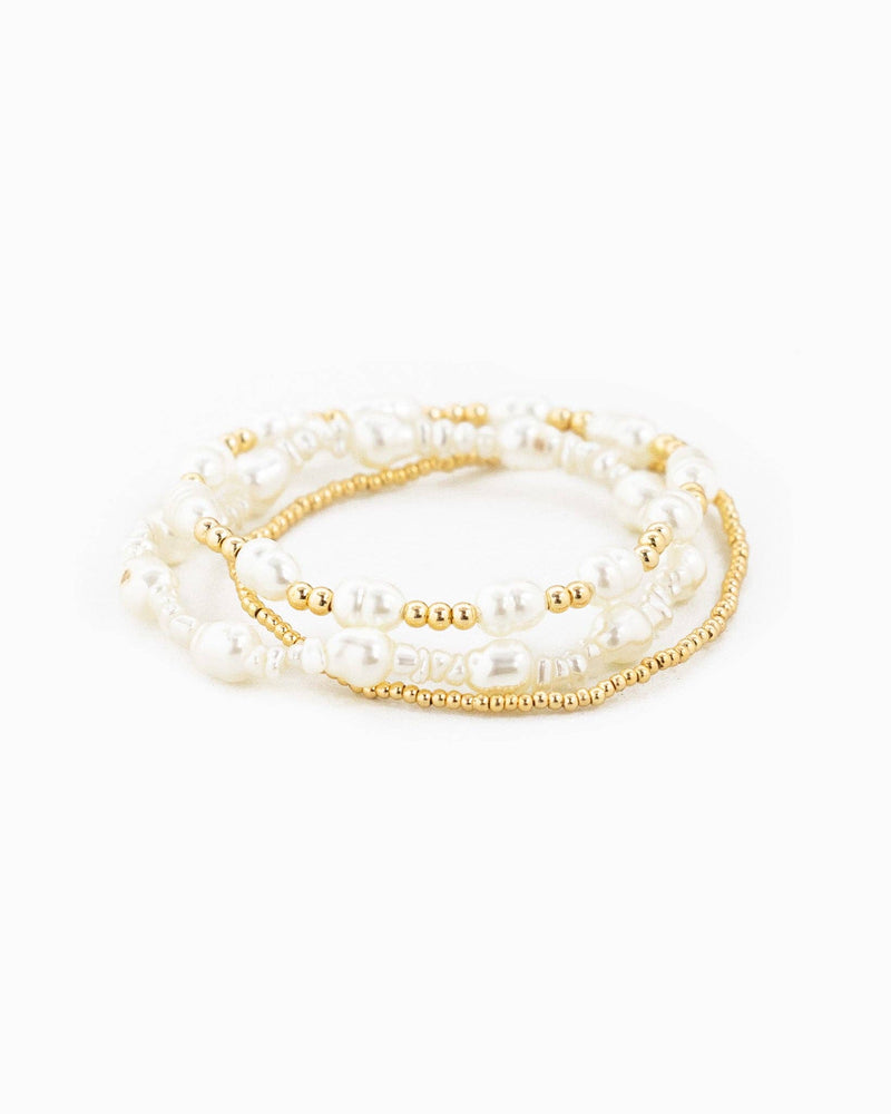 Pearl Gold Bracelet Set
