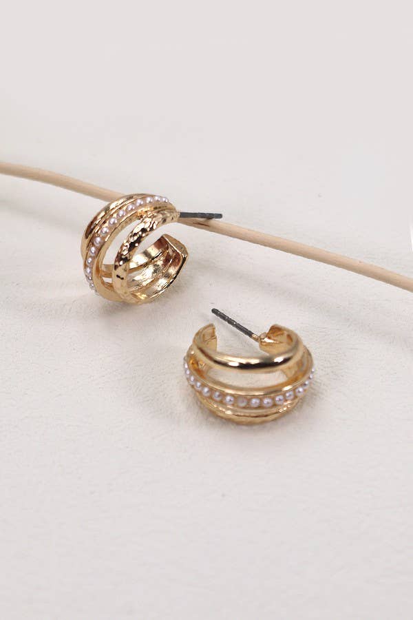 Mini Pearl Hoops