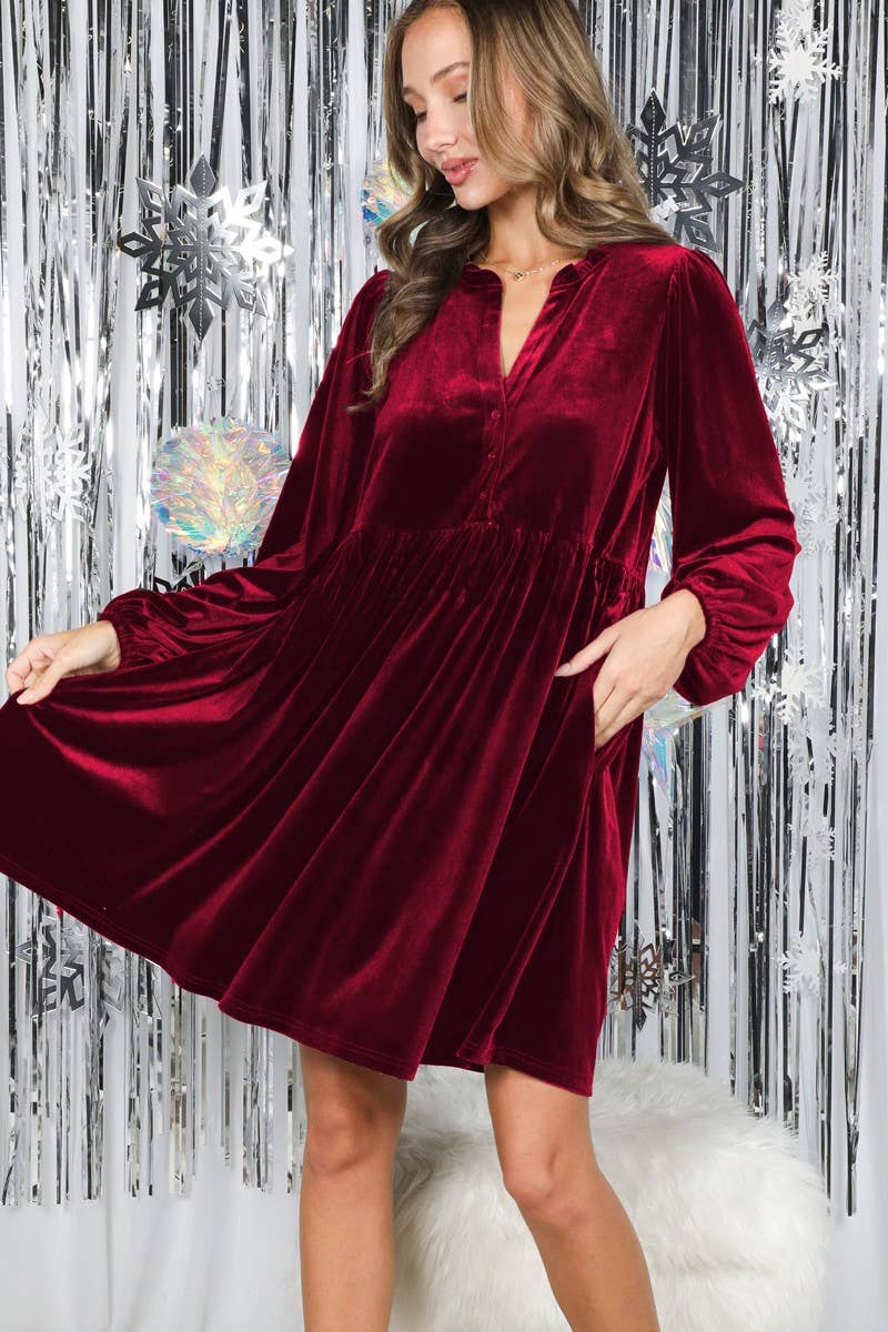 Luxe Velvet Baby Doll Dress