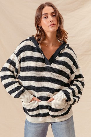 Stripe Front Pocket Sweater