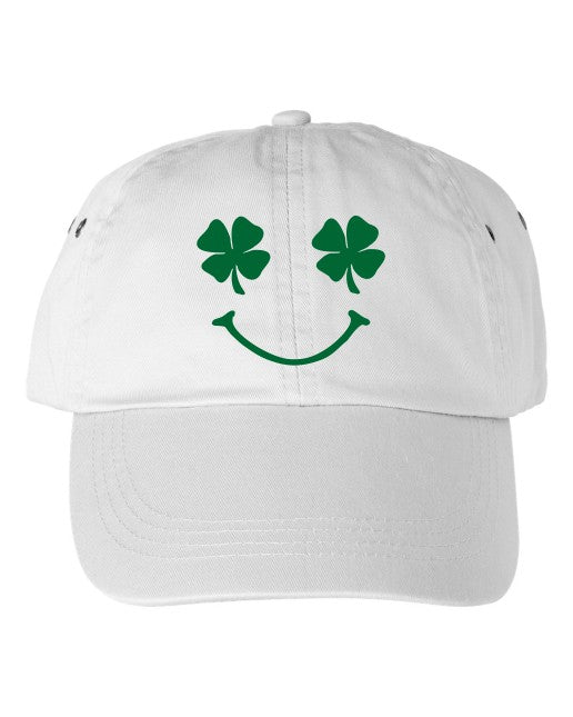 Smiley Shamrock Embroidered Hat