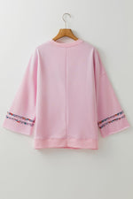 Peace Patch Round Neck Long Sleeve Top