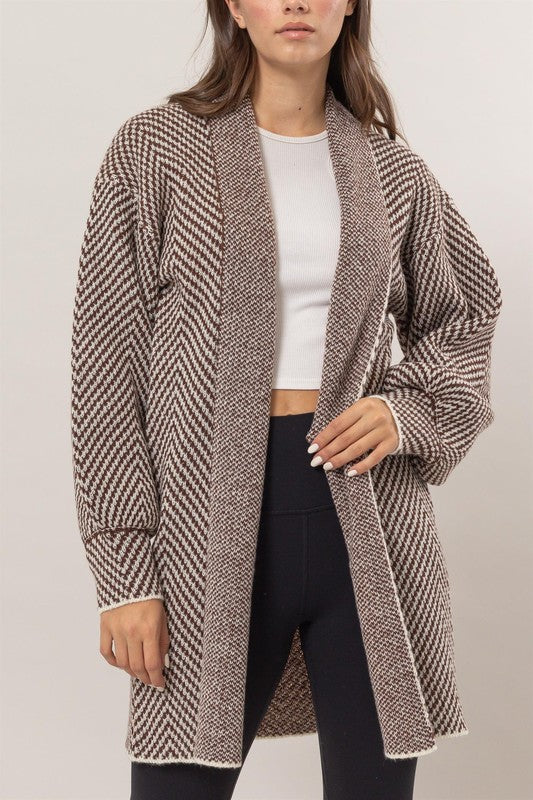 Herringbone Sweater Cardigan