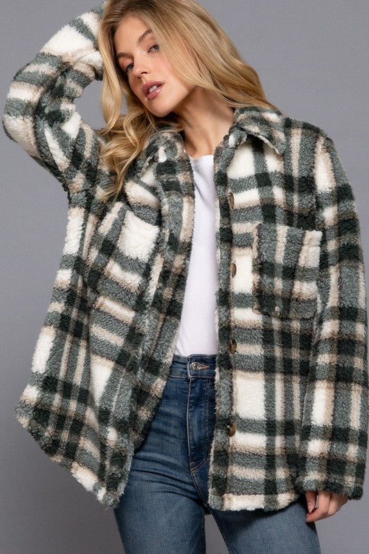 Plaid Fur Jacket