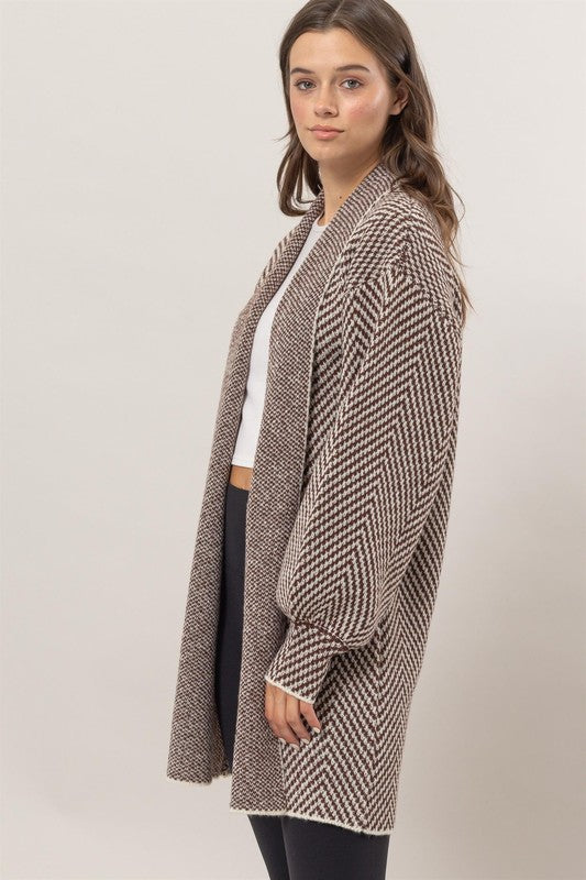 Herringbone Sweater Cardigan