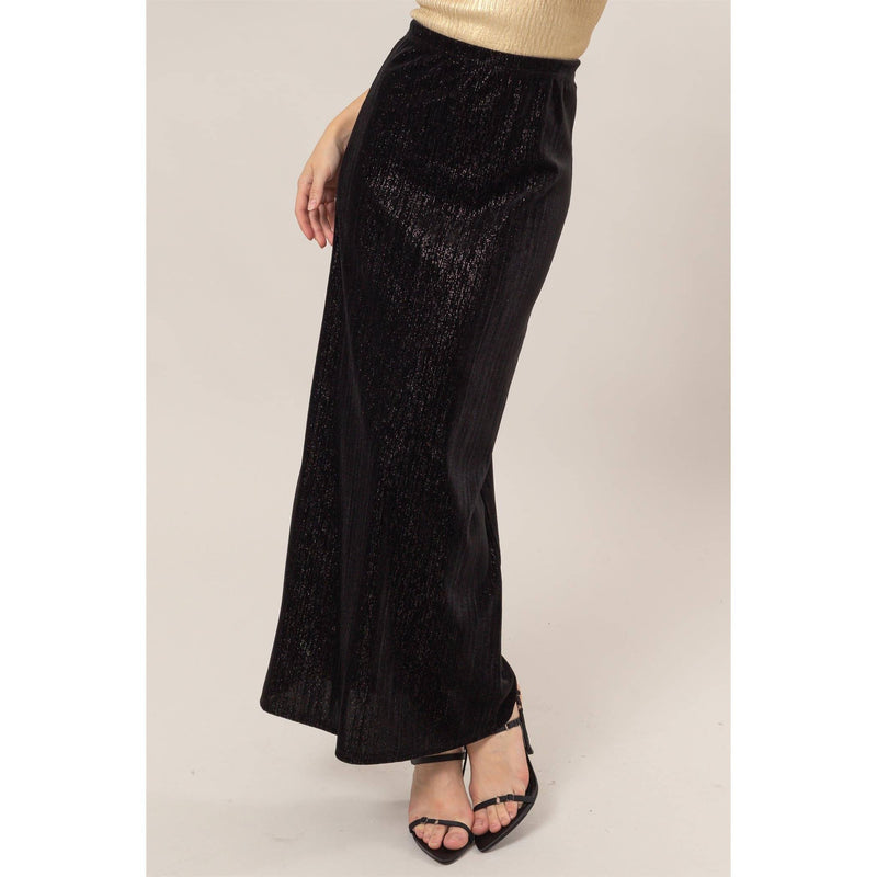 Velour High-Waist Midi Skirt