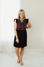 Embroidered Flutter Dress