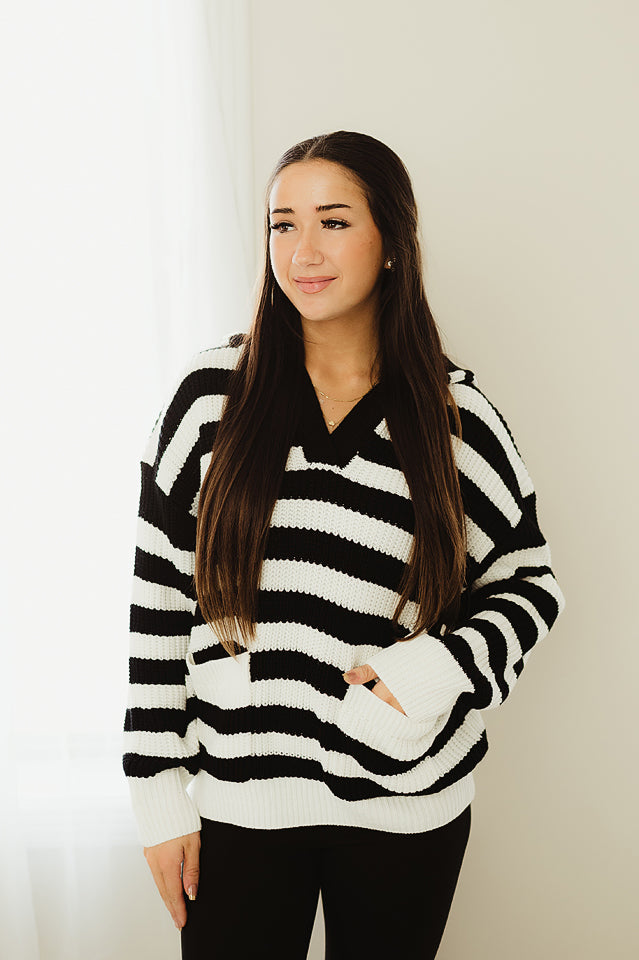 Stripe Front Pocket Sweater