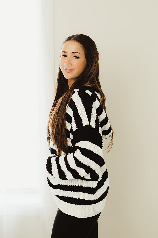 Stripe Front Pocket Sweater